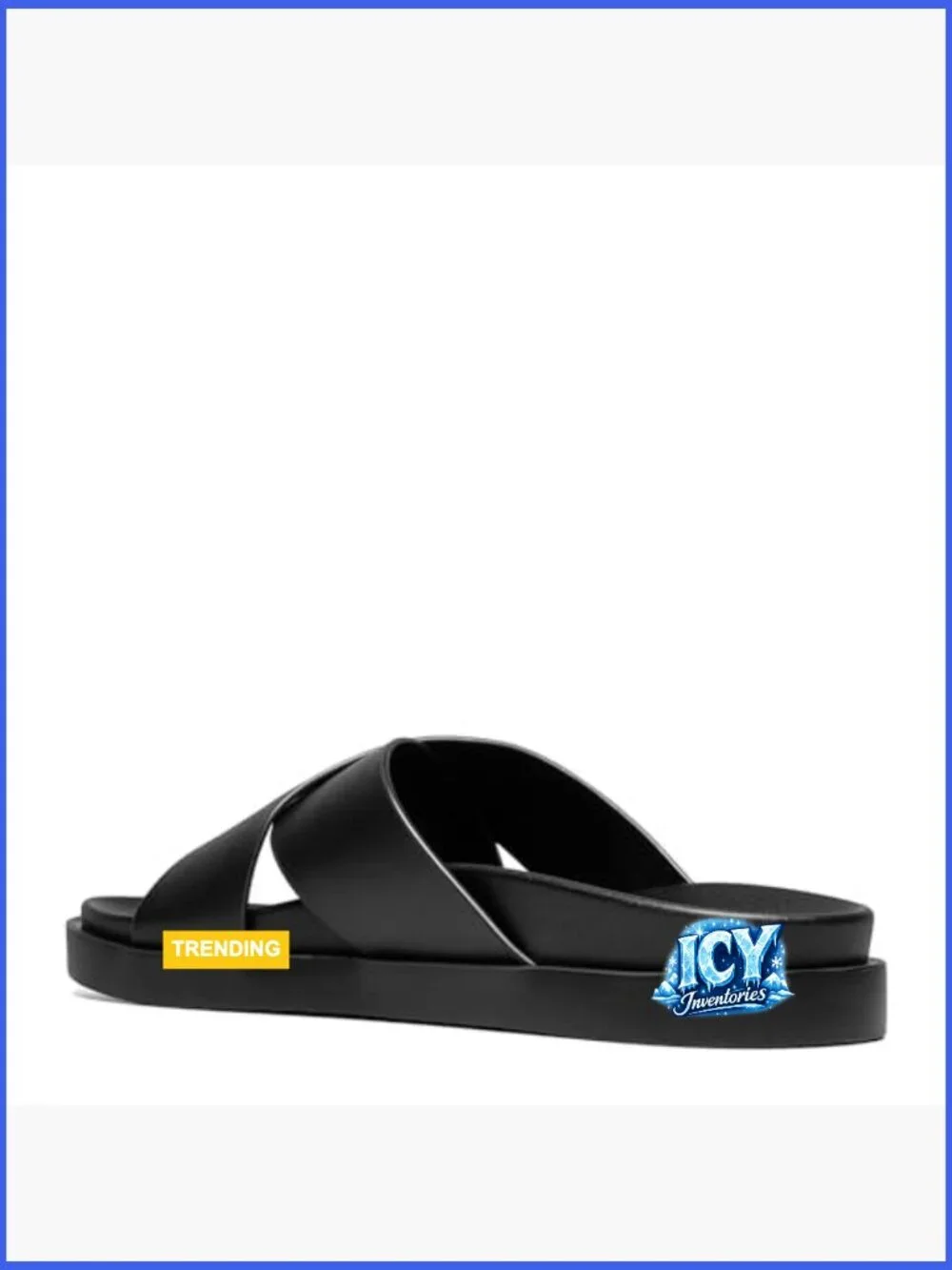 Men's Slide Sandal with Cross Strap Detail, Lightweight, Molded Footbed